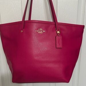 Coach Fuchsia Leather Top Zip Tote (Flaws)